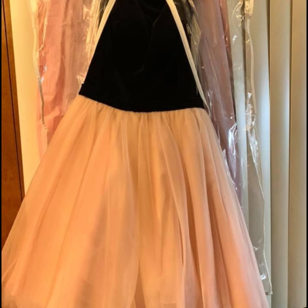 Pink and black mini dress